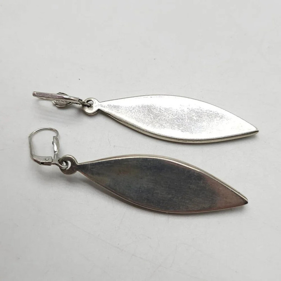 Vintage Artist Signed Mother Of Pearl Sterling Silver Drop Earrings Modernist - Picture 4 of 8